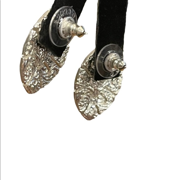 Vintage clear & blue crystal tear drop fancy party earrings - Picture 7 of 8